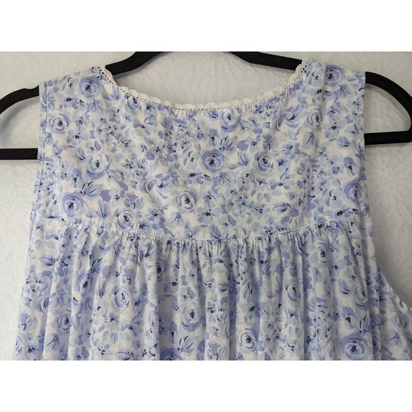 EILEEN WEST Cotton Floral Print Ballet Nightgown Lace Trim Lavender Size Medium - Picture 8 of 9